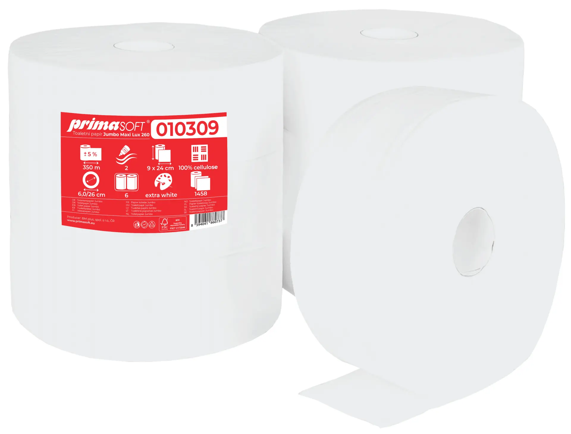 3 - Toilettenpapier JUMBO Maxi Lux 260, 350 m, 2 Rollen, ganze